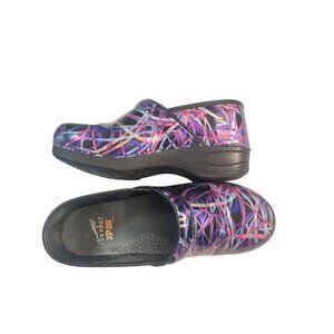 Dansko Women's Professional Leather Clogs in Petrol Patent Ribbon 40 US 10